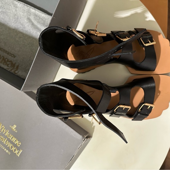 NEW RARE Vivienne Westwood black Animal Toe 4 Strap Sandal Mens size 7 (EU 41) - Picture 5 of 9